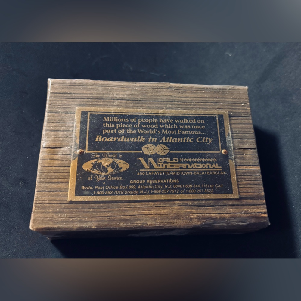 Authentic Wooden Boardwalk Piece Atlantic City, NJ w/ Brass Plaque